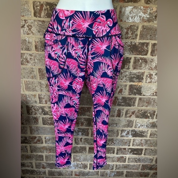 Simply Southern Yoga Legging Paradise Navy Palm Size Small NWT New With Tags - Picture 1 of 11